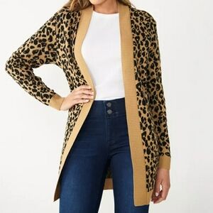 Leopard Print Open Front Cardigan